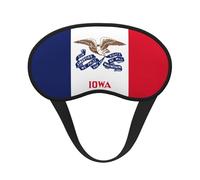 Iowa State Flag Print Black Out Eye Mask for Sleeping Airplane, Sleep Mask Polyester for Home and Travel