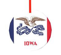 Iowa state flag Print Christmas Round Glass Pendant,Easter Holiday Parties,Company Family Gatherings