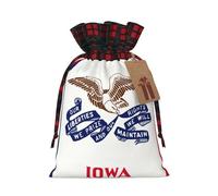 Iowa State Flag Print Festive Christmas Drawstring Gift Bags For Xmas Decorative Present Wrapping Needs
