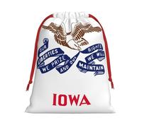 Iowa state flag Print Personalized Drawstring gifts Bag Fashion Soft Velvet Present bag for Women Christmas 1 pack L