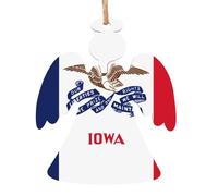 Iowa State Flag Printed Christmas Wooden Pendants, Simple and Environmentally Friendly, Holiday Decorations。