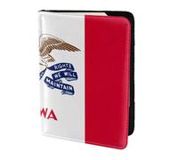 Iowa State Flag Printing Fashion Passport Holder Personalized Printed Cowhide Id Holder Travel Passport Cover 5.5 In, Black, One Size