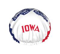 Iowa state flag Reusable Shower Cap for Women, Double Waterproof Layers Bath Hat, Hair Treatment Essentials