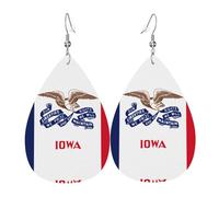 Iowa state flag Teardrop-shaped leather earrings are a luxurious and fashionable accessory suitable for women, showcasing individual charm.
