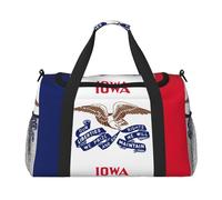 Iowa State Flag Travel Duffel Bag with Zippers and Handles, Big Foldable Duffle Bag for Family Vacations