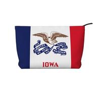 Iowa state flag Women's corduroy cosmetic bag, portable zipper hand-held wallet, suitable for travel and daily storage of cosmetics,