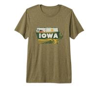 Iowa State Map Road Trip Des Moines Cedar Rapids Davenport Premium T-Shirt
