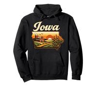 Iowa State Outline Rural Barn Sunrise Fields Pullover Hoodie