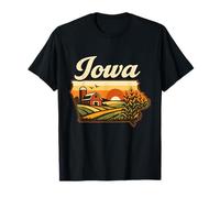 Iowa State Outline Rural Barn Sunrise Fields T-Shirt