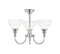 IP 44 3 Bulb Chandelier Glass Shades Polished Chrome LED G9 3.5W