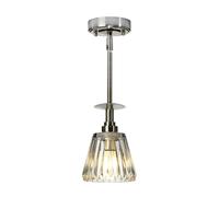 IP 44 Pendant Light Fitting Cut Glass Shade Brushed Nickel Integral LED G9 3.5W Loops Metallics One Size