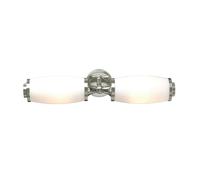 IP 44 Wall Light 2 x Enc Glass Shades on a Bar Polished Nickel LED G9 3.5W