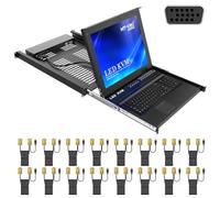 IP KVM Console with 17'' LCD Monitor, MT-VIKI 16 Port 1U RackMount KVM Console Switch over IP Remote Access + Drawer+ KVM Cables