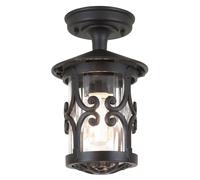 IP23 1 Bulb Semi Flush Light Black LED E27 100W Bulb Outside External Loops Black One Size