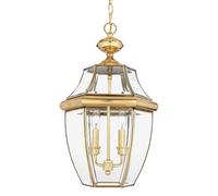 IP23 2 Bulb Chain Lantern Light Highly Polished Brass LED E14 60W