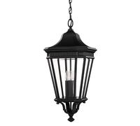 IP23 3 Bulb Chain Lantern Light Black LED E14 60W Bulb Outside External d00679