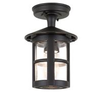 IP43 1 Bulb Semi Flush Light Black LED E27 100W Bulb Outside External Loops Black One Size