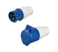 IP44 16A 240V Workshop Socket 3 Pin Blue Plastic | 240V 16 3-pin 2P+Earth, for splash for proof IP44, for ideal for site work, workshops