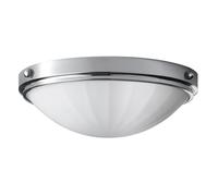IP44 2 Bulb Flush Light Inverted Dome Glass Shade Polished Chrome LED E27 60W
