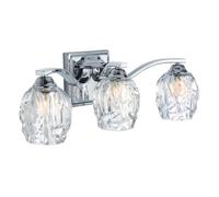 IP44 3 Bulb Wall Light 3 Cut Glass Clear Shades Polished Chrome LED G9 3.5W
