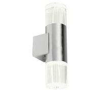 IP44 Accent Outdoor LED Light Steel Double Glass Up Down Wall Lamp Porch Garden Loops Metallics One Size