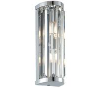 IP44 Bathroom Wall Light Chrome & Crystal Round Glass Modern Slotted Jewel Lamp