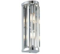 Ip44 Bathroom Wall Light Chrome & Crystal Round Glass Modern Slotted Jewel Lamp