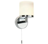 IP44 Bathroom Wall Light Chrome & Diffused Glass Modern Round Fitting Lamp