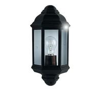IP44 Black Aluminium Body Outdoor Porch Wall Flush Light with Clear Glass Shade
