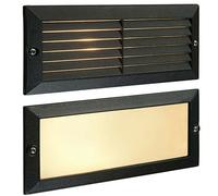IP44 E27 LED Full Brick Accent Light Louvre Grill Supplied BLACK & Frosted Glass