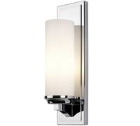 IP44 Large Wall Light White Opal Etched Glass Shade Polished Chrome LED G9 3.5W