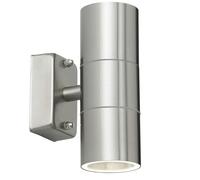 IP44 Outdoor Accent Lamp Stainless Steel Up & Down External Wall Light 2x GU10 Loops Metallics One Size