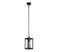 IP44 Outdoor Pendant Light Black Box Lantern & Chain 1 x 60W E27 Bulb