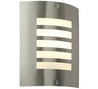 IP44 Outdoor Curved Wall Light Brushed Steel & Diffuser E27 Edison Porch Lamp