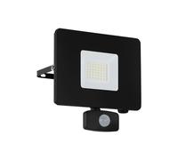 IP44 Outdoor Flood Light & PIR Sensor Black Aluminium 30W Built in LED