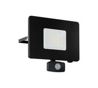 IP44 Outdoor Flood Light & PIR Sensor Black Aluminium 50W Built in LED