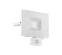 Ip44 Outdoor Flood Light With Pir Sensor - 30W Led In White Aluminium