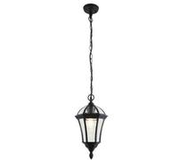 Ip44 Outdoor Hanging Pendant Porch Light Traditional Black & Glass Lantern Lamp