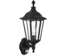 Ip44 Outdoor Pir Light Matt Black & Glass Traditional Wall Lantern Porch Motion