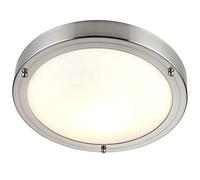 IP44 Outdoor Dimmable Bulkhead Light Satin Nickel Bathroom Flush Ceiling Lamp Loops Metallics One Size