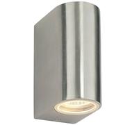 IP44 Outdoor Up & Down Wall Light Brushed Aluminium Twin GU10 Modern Accent Lamp
