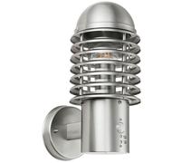 IP44 Outdoor Wall Lamp Brushed Steel Caged Slotted Lantern PIR Move Porch Light