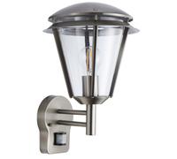 IP44 Outdoor Wall Lamp Brushed Steel Modern PIR Lantern Porch Curved Move Light