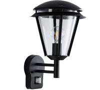 Loops IP44 Outdoor Wall Lamp Matt Black Steel Modern PIR Lantern Porch Curved Move