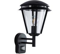 IP44 Outdoor Wall Lamp Matt Black Steel Modern PIR Lantern Porch Curved Move
