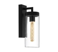 IP44 Outdoor Wall Light Black & Clear Glass shade 1x 60W E27 Bulb Porch Lamp