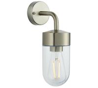 IP44 Outdoor Wall Light Brushed Stainless Steel & Glass Shade Nautical Lantern Loops Metallics One Size