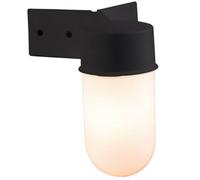 Loops IP44 Outdoor Wall Light & Corner Bracket - Black & White Modern Long Glass Shade - House Porch End Brick Mounted Drive/Front Door External Fitting - E27 Edison - LED Compatible & Dimmable