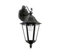 IP44 Outdoor Wall Light Black & Silver Patina Lantern 1 x 60W E27 Bulb
