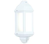 Loops IP44 Outdoor Wall Light Matt White Frosted Traditional Lantern PIR Motion Lamp Loops White